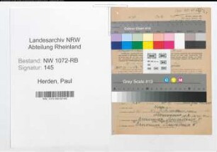 Entnazifizierung Paul Herden , geb. 02.06.1901 (Zollbeamter)