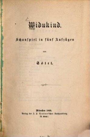 Widukind : Schauspiel in fünf Aufzügen