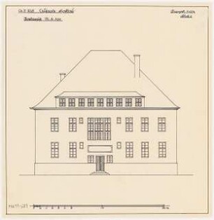Umbau eines Landhauses Monatskonkurrenz Februar 1933: Aufriss Nordansicht 1:100; Maßstabsleiste