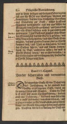 Das XVII. Capitel. Von der beharrlichen und verneuerten Busse.