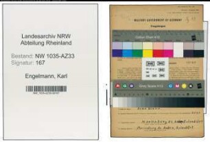Entnazifizierung Karl Engelmann , geb. 13.08.1907 (Bergmann)