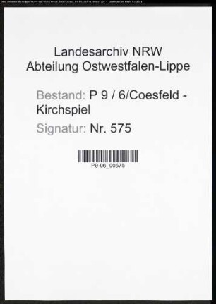 Heiratsregister Standesamt Coesfeld-Kirchspiel oder Amt