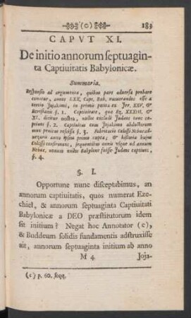 Caput XI. De initio annorum septuaginta Captivitatis Babylonicae