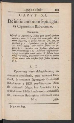 Caput XI. De initio annorum septuaginta Captivitatis Babylonicae