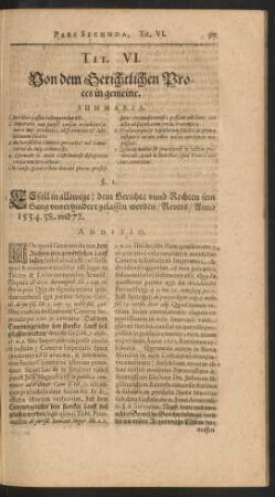 Tit. VI. Von dem Gerichtlichen Process in gemeine
