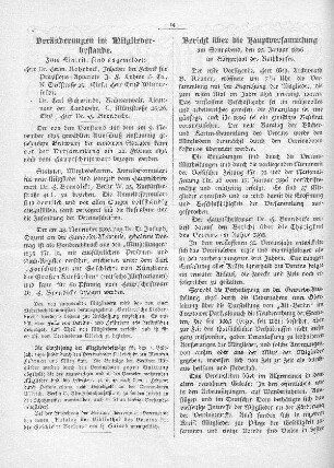 Bericht über die Sitzungen des Vereins