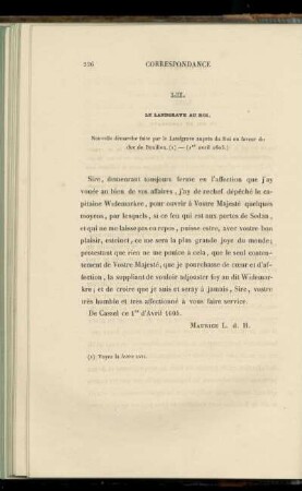 LII. Le Landgrave au Roi (1er avril 1605)