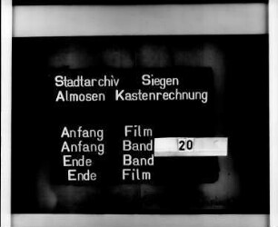 Almosenkastenrechnung der Stadt Siegen der Kastenmeister Henn Kangisser und Thomas Gotschalck