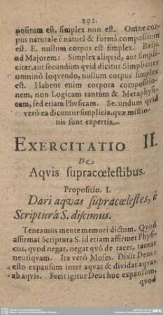 Exercitatio II. De Aquis supracaelestibus.