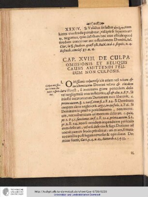 Cap. XVIII. De Culpa Omissionis Et Reliquis Causis Amittendi Feudum Non Culposis.