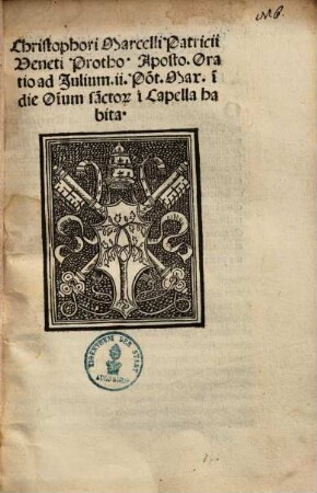 Oratio ad Iulium II. Po[n]t. Max. ... habita