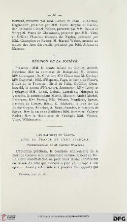 Les rapports de Canova avec la France et l'art français