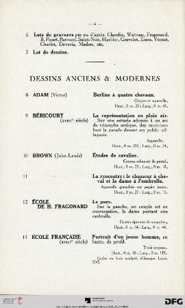 Dessins anciens & modernes (Nr. 8-18)