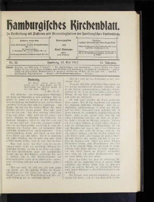 Nr. 20. Hamburg, 18. Mai 1913. 10. Jahrgang.