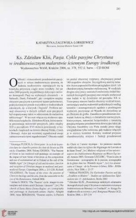 70: [Rezension von: Zdzisław Kliś, Pasja]