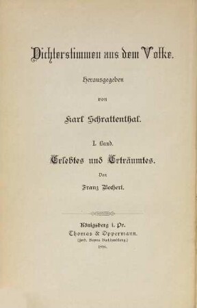 Erlebtes und Erträumtes : Gedichte