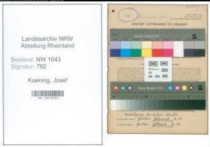 Entnazifizierung Josef Koening , geb. 14.05.1920 (Weber)