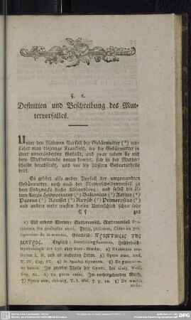 [Ueber den Vorfall der Gebärmutter]