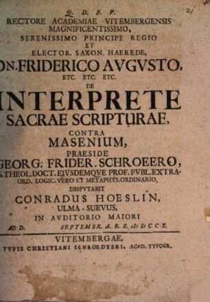 De Interprete Sacrae Scripturae, Contra Masenium
