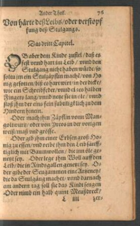 Von härte deß Leibs/ oder verstopffung deß Stulgangs. Das dritt Capitel.