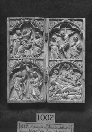 Diptychon mit religiösen Szenen — Linke Seite: Verkündigung und Anbetung der drei Könige