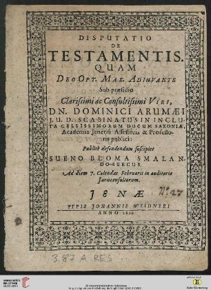 Disputatio De Testamentis