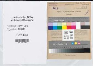 Entnazifizierung Else Hirtz, geb. 05.01.1900 (Postsekretaerin)