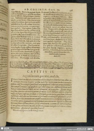 Capitis IX. Argumentum, partitio, analysis