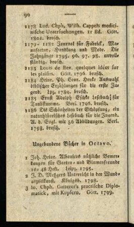 90-96, Ungebundene Bücher in Octavo