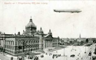 Zeppelin am 1. Pfingstfeiertag 1909 über Leipzig