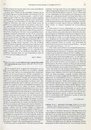 217-218 [Rezension] Kremer, Klaus [Hrsg.], Um Möglichkeit oder Unmöglichkeit natürlicher Gotteserkenntnis heute
