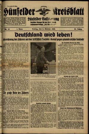 Erste Ausgabe vom Freitag, den 02. Februar 1940.