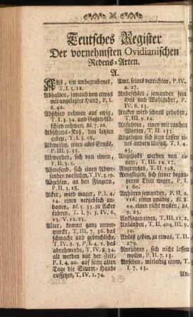 Teutsches Registe Der vornehmsten Ovidianischen Redens-Arten