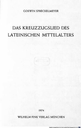 Das Kreuzzugslied des lateinischen Mittelalters