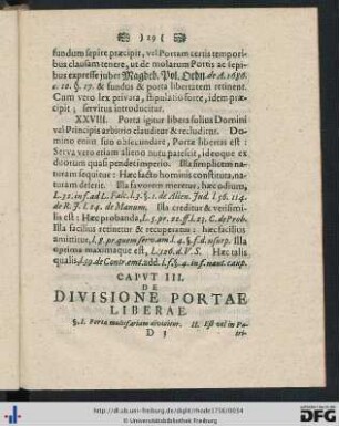 Caput III. De Divisione Portae Liberae.