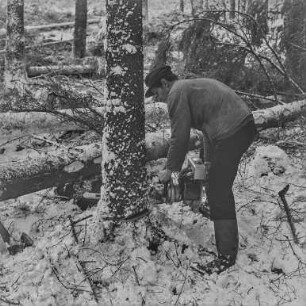 Rep. Forst Sohland : Waldarbeiter im Forst bei Sohland. Winteraufnahme