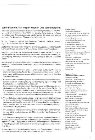 Gemeinsame Erklärung für Frieden und Verständigung