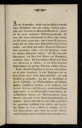 3-10, Entwurf des Medicinischen und Chirurgischen Institus. - Vorlesungen.