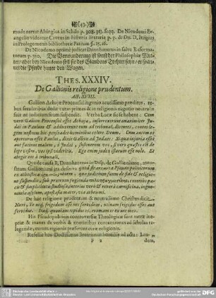 Thes. XXXIV. De Gallionis religione prudentum