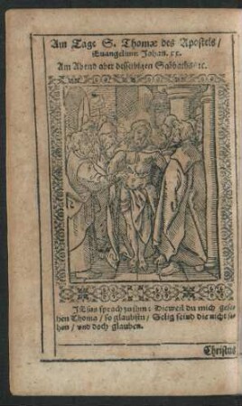 Am Tage S. Thomae des Apostels/ ...