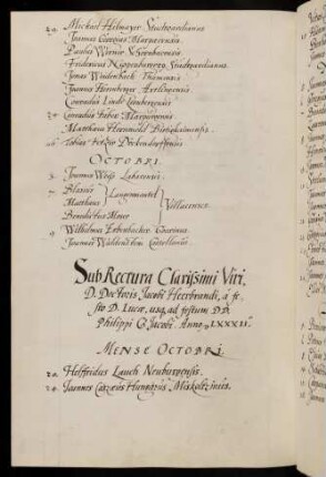 Winterhalbjahr 1581/1582. Rektorat Jakob Heerbrand