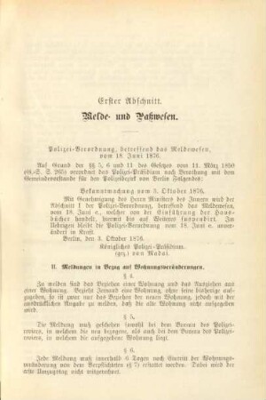 Erster Abschnitt. Melde- und Paßwesen