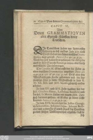 Caput VI. Von Denen Grammatiquen oder Sprach-Künsten derer Teutschen.