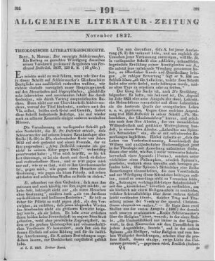 Delbrück, F.: Der verewigte Schleiermacher. Ein Beytr. zu gerechter Würdigung desselben seinen Verehrern geziemend dargeboten. Bonn: Marcus 1837