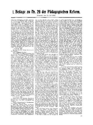 Die [nationale Einheitsschule] : [Fortsetzung aus dem Hauptblatt] ; 1. Beilage zu Nr. 29 der Pädagogischen Reform