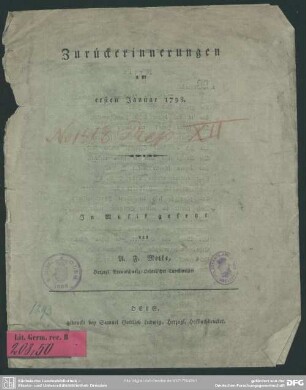 Zurückerinnerungen am ersten Januar 1798
