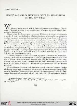 2: Pieczęć Kazimierza Ziemomysłowica ks. kujawskiego z I poł. XIV wieku