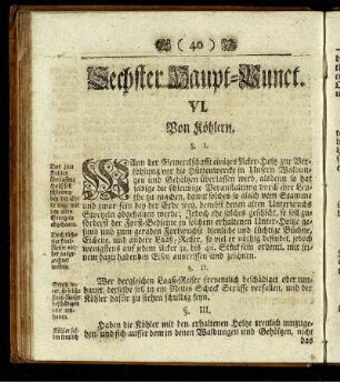 Sechster Haupt-Punct. VI. Von Köhlern.