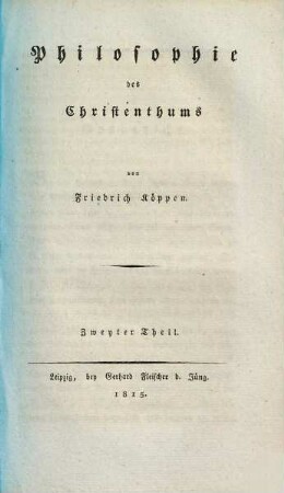 Philosophie des Christenthums, 2