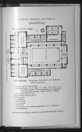 Städtisches Schwimm- und Volksbad Quedlinburg. Erdgeschoss. Grundriss